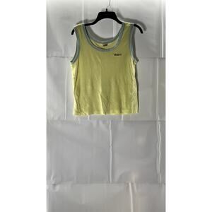 ELLESSE Women's Yellow/Light Blue Crewneck Patch Logo Tank Top SZ S